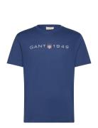 GANT Printed Graphic Ss T-Shirt Blå