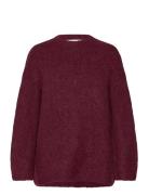 Selected Femme Slfgabella Ls Knit O-Neck Camp Burgundy