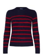 Polo Ralph Lauren Striped Cable Wool-Cashmere Sweater Marinblå