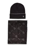 Lauren Ralph Lauren Logo Jacquard Scarf & Beanie Set Svart