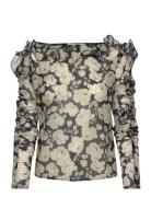Malina Angeline Rounded Frills Organza Blouse Marinblå