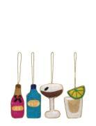 Anna + Nina Cocktail Ornament Set Of 4 Multi/patterned