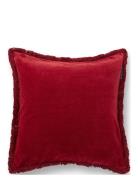 Lexington Home Organic Cotton Velvet Fringe Pillow Cover Röd