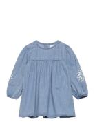 Mango Flower Embroidered Denim Dress Blå