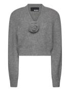 ROTATE Birger Christensen Knit Cropped Cardigan Grå