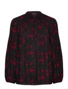 Lauren Ralph Lauren Floral Pleated Georgette Blouse Svart