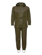 En Fant Rainwear Set Solid Grön