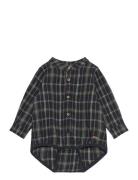 Minymo Body Ls Check Marinblå