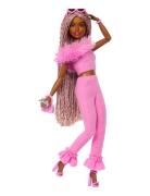 Barbie Deluxe Style Doll #4 In Soft Pink Jumpsuit, Pink And Brown Brai...