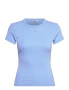 Tommy Jeans Tjw Slim Essential Rib Ss Blå