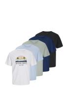 Jack & J S Jjpalm Tee Ss Crew Neck 5Pk Mp Svart