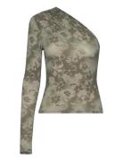 Monki Shoulder Top Khaki Green