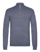 Lindbergh Half Zip Mélange Knit Blå