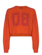 Monki Cropped Long-Sleeved T-Shirt Orange