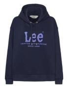 Lee Jeans Logo Hoodie Marinblå