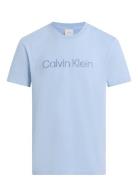 Calvin Klein Textured Embroidery Logo T-Shirt Blå