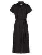 Tommy Hilfiger Ess Linen S/S Midi Shirt Dress Svart