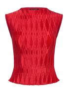 French Connection Moira Pleated S/Less Top Röd