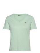 GANT Reg Shield Ss V-Neck T-Shirt Grön