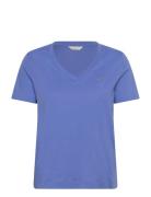 GANT Reg Shield Ss V-Neck T-Shirt Blå