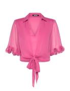 ROTATE Birger Christensen Chiffon Tied Top Rosa