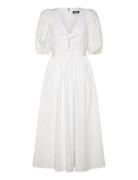 ROTATE Birger Christensen Puff Sleeve Midi Dress Vit