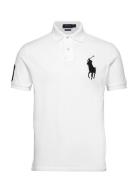 Polo Ralph Lauren Custom Slim Fit Big Pony Mesh Polo Shirt Vit