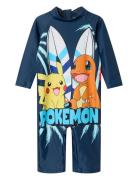 Name It Nmmmagic Pokemon Uv 3/4 Suit Sky Marinblå