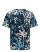 Jack & J S Jjhawaii Aop Tee Ss Crew Neck Marinblå