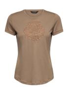 Lauren Ralph Lauren Embroidered-Logo Cotton Jersey Tee Brun