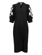 Object Objnaja Re 2/4 V-Neck Midi Dress 138 Svart