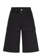 Monki Low Rise Cargo Cotton Twill Jorts Svart