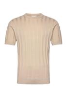 Lindbergh Knitted Crew Neck T-Shirt Beige