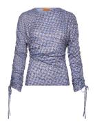 STINE GOYA 2245 Dry Jersey, Wrap Front Gathere Blå
