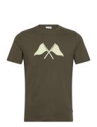 Lindbergh Copenhagen Print Tee S/S Khaki Green
