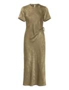 Scotch & Soda Crushed Satin Wrap Dress Khaki Green