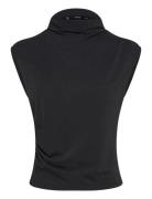 Mango Fine-Knit Draped Top Svart
