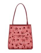 Mango Flower-Embroidered Mesh Bag Röd