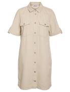 NOISY MAY Nmnew Signe S/S Denim Dress Clr Noos Beige