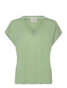 Scotch & Soda Cotton Linen V-Neck T-Shirt Grön