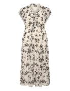 Lauren Women Floral Georgette Tie-Neck Maxidress Kräm