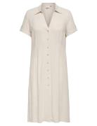 ONLY Carmakoma Carsiesta Ss But Long Linen Bl Dress Kräm