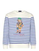 Ralph Lauren Kids Striped Polo Bear Fleece Sweatshirt Blå