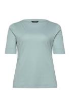 Lauren Women Stretch Cotton Boatneck Top Blå