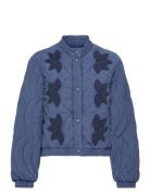 Mango Floral-Embroidered Padded Jacket Blå
