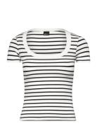 Gina Tricot Rib Short Sleeve Top Vit