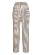 Mango Texture Striped Trousers Beige