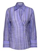 Mango Striped Shirt With Multi-Position Closure Blå