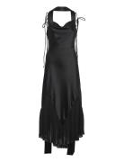 Malina Poppy Pleat Detailed Slip Maxi Dress Svart