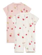Lindex Pyjamas Romper 2 Pack Aop Multi/patterned